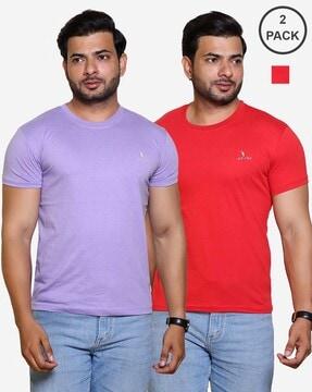 pack of 2 logo print t-shirt with round neck