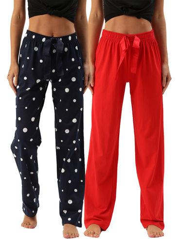 pack of 2 lounge pants - aop navy + solid red