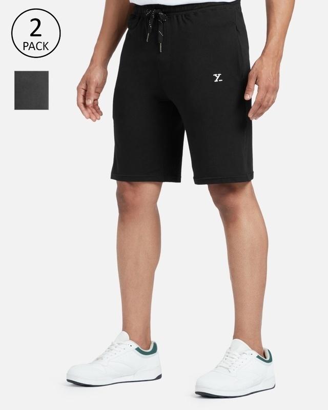 pack of 2 men's black & grey shorts