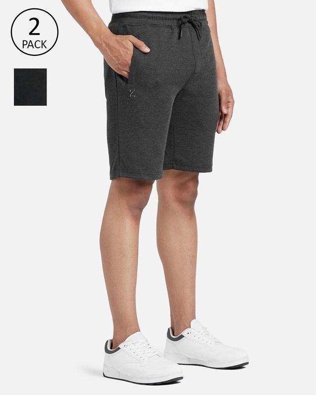 pack of 2 men's black & grey shorts