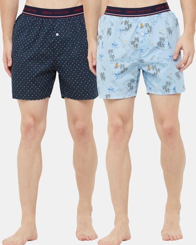 pack of 2 men's blue all over printed boxers