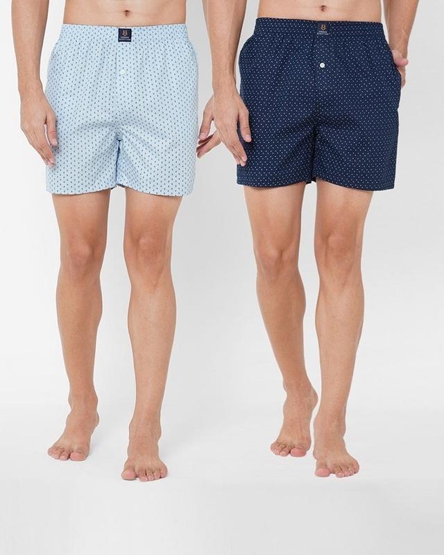 pack of 2 men's blue all over printed boxers