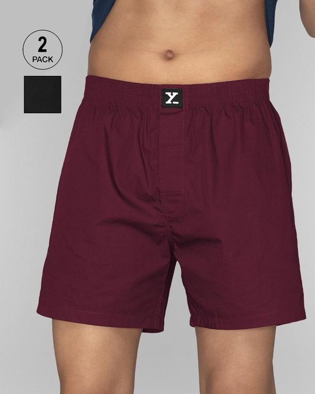 pack of 2 men's bold burgundy & black knight boxers