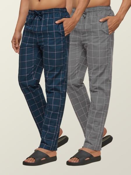 pack of 2 men checkered multicolor track pants