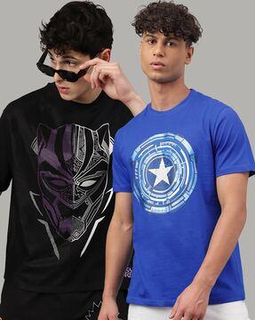 pack of 2 men graphic regular fit t-shirt with round neck