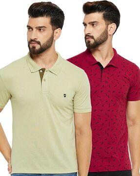 pack of 2 men logo embroidered regular fit polo t-shirt