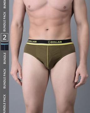 pack of 2 men logo print briefs with elasticated waist