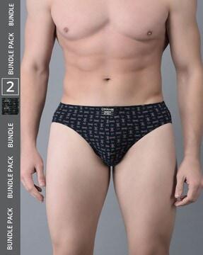 pack of 2 men logo print briefs with elasticated waist