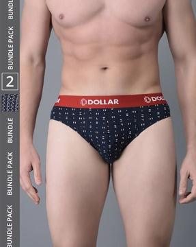 pack of 2 men logo print briefs with elasticated waist