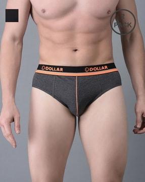 pack of 2 men logo print briefs with elasticated waist