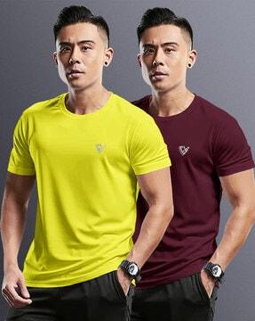 pack of 2 men logo print crew-neck t-shirts