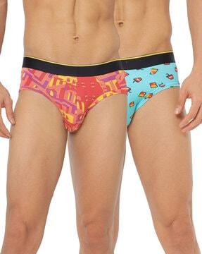 pack of 2 men printed briefs with elasticated waist