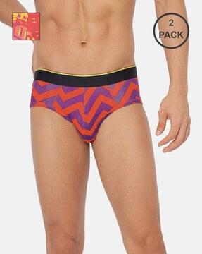 pack of 2 men printed briefs with elasticated waist