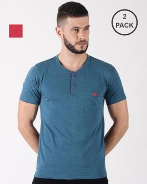 pack of 2 men regular fit henley-neck t-shirts