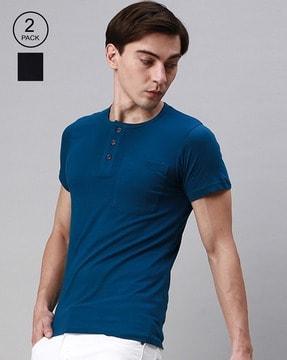 pack of 2 men regular fit henley t-shirts