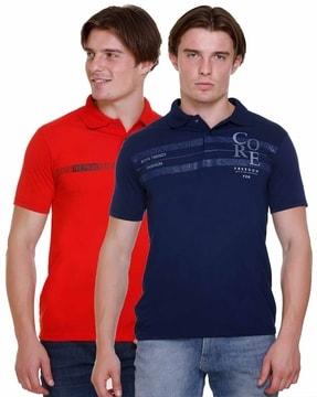 pack of 2 men regular fit polo t-shirt with spread collar