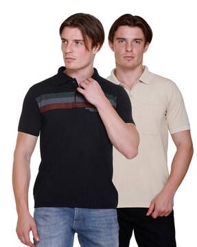 pack of 2 men regular fit polo t-shirt with spread collar