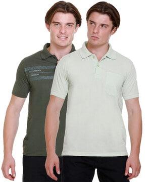 pack of 2 men regular fit polo t-shirt with spread collar