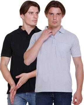 pack of 2 men regular fit polo t-shirt with spread collar