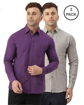 pack of 2 men regular fit shirt with patch pockets