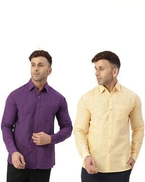 pack of 2 men regular fit shirt with patch pockets