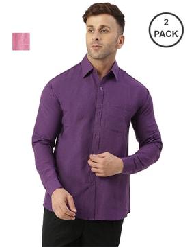 pack of 2 men regular fit shirt with patch pockets