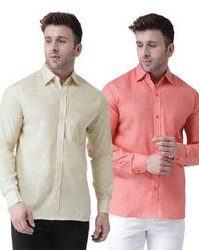 pack of 2 men regular fit shirts with patch pocket