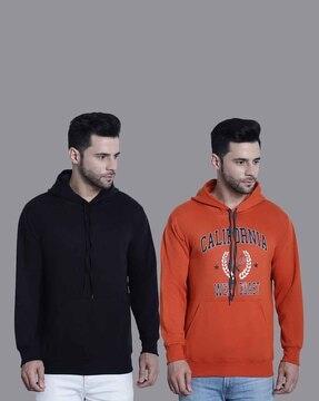 pack of 2 men regular fit typographic print hoodies