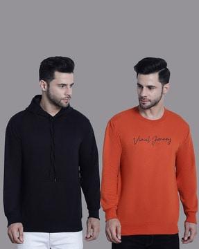 pack of 2 men regular fit typographic print sweatshirts
