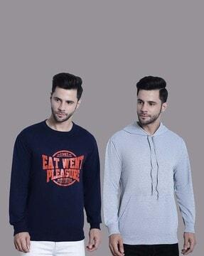 pack of 2 men regular fit typographic print sweatshirts