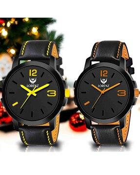 pack of 2 men round-shaped analogue watches