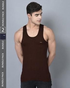 pack of 2 men sleeveless vest with scoop neck