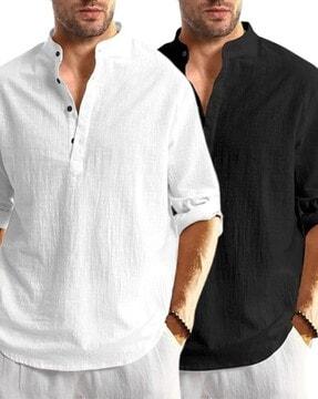 pack of 2 men slim fit short kurta