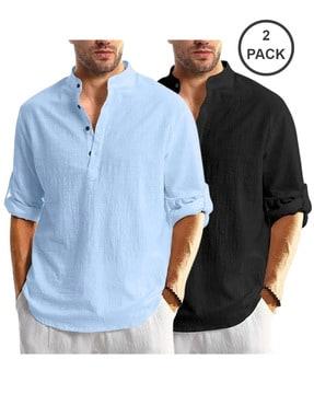 pack of 2 men slim fit short kurta