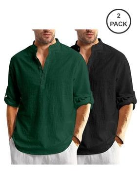 pack of 2 men slim fit short kurta