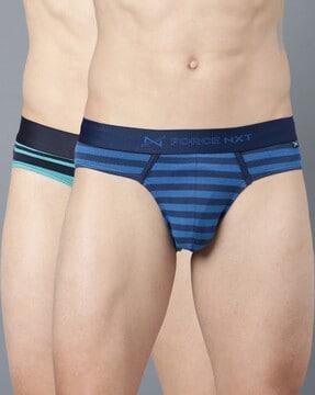 pack of 2 men striped briefs with elasticated waist