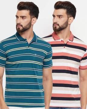 pack of 2 men striped regular fit polo t-shirt