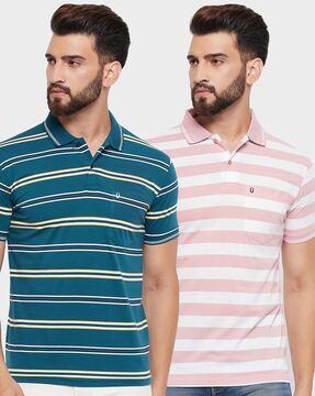 pack of 2 men striped regular fit polo t-shirt