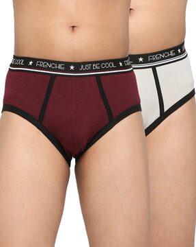 pack of 2 men typographic print briefs with elasticated waist