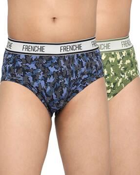 pack of 2 men typographic print briefs with elasticated waist