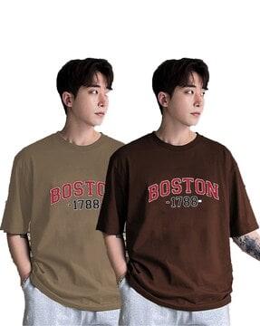 pack of 2 men typographic print loose fit t-shirts