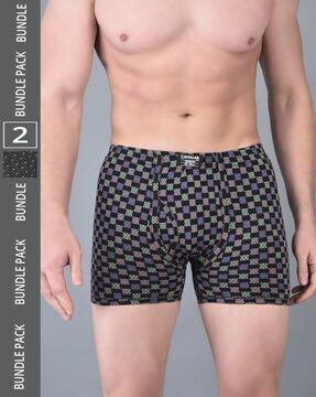 pack of 2 men typographic print trunks with elasticated waist