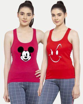 pack of 2 micky mouse print tank top