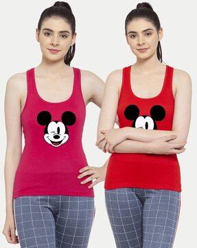 pack of 2 micky mouse print tank top