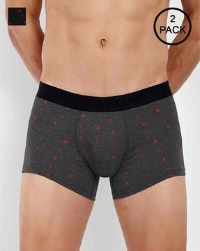 pack of 2 micro print trunks with elasticated waist