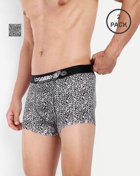 pack of 2 micro-print trunks with elasticated waist