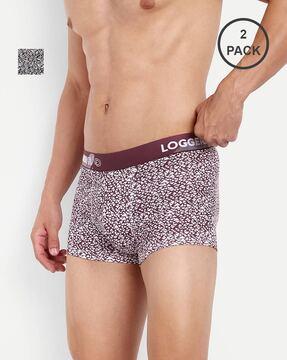 pack of 2 micro-print trunks with elasticated waist