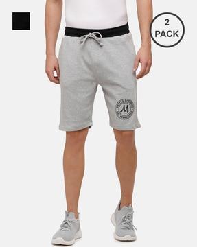 pack of 2 mid-rise shorts with drawstring waist