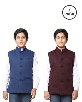 pack of 2 nehru jackets with welt pockets