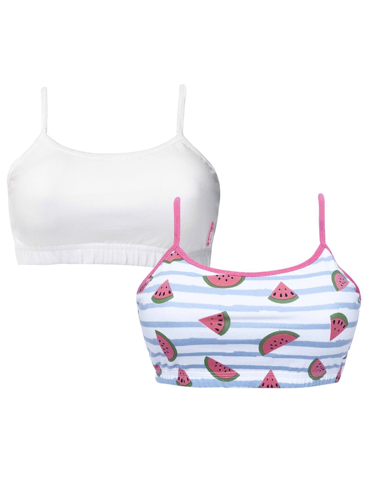 pack of 2 non padded non wired beginner bra watermelon print. multi-color (set of 2)